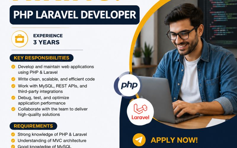 PHP Laravel Developer Jobs | 0–3 Years Experience