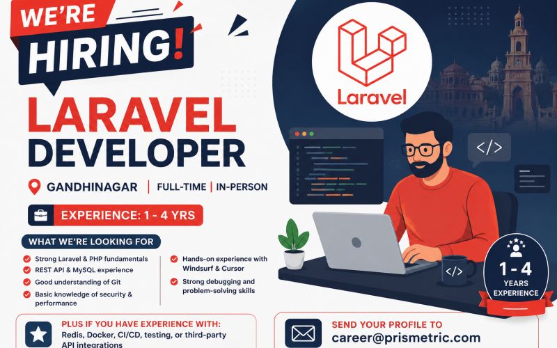 Laravel Developer Jobs in Gandhinagar | 1–4 Years Experience