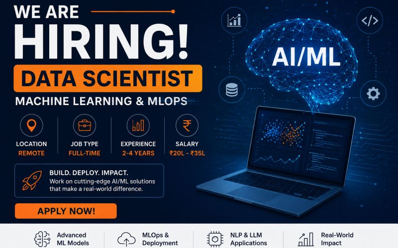 Data Scientist – Machine Learning & MLOps | Remote | 2–4 Years